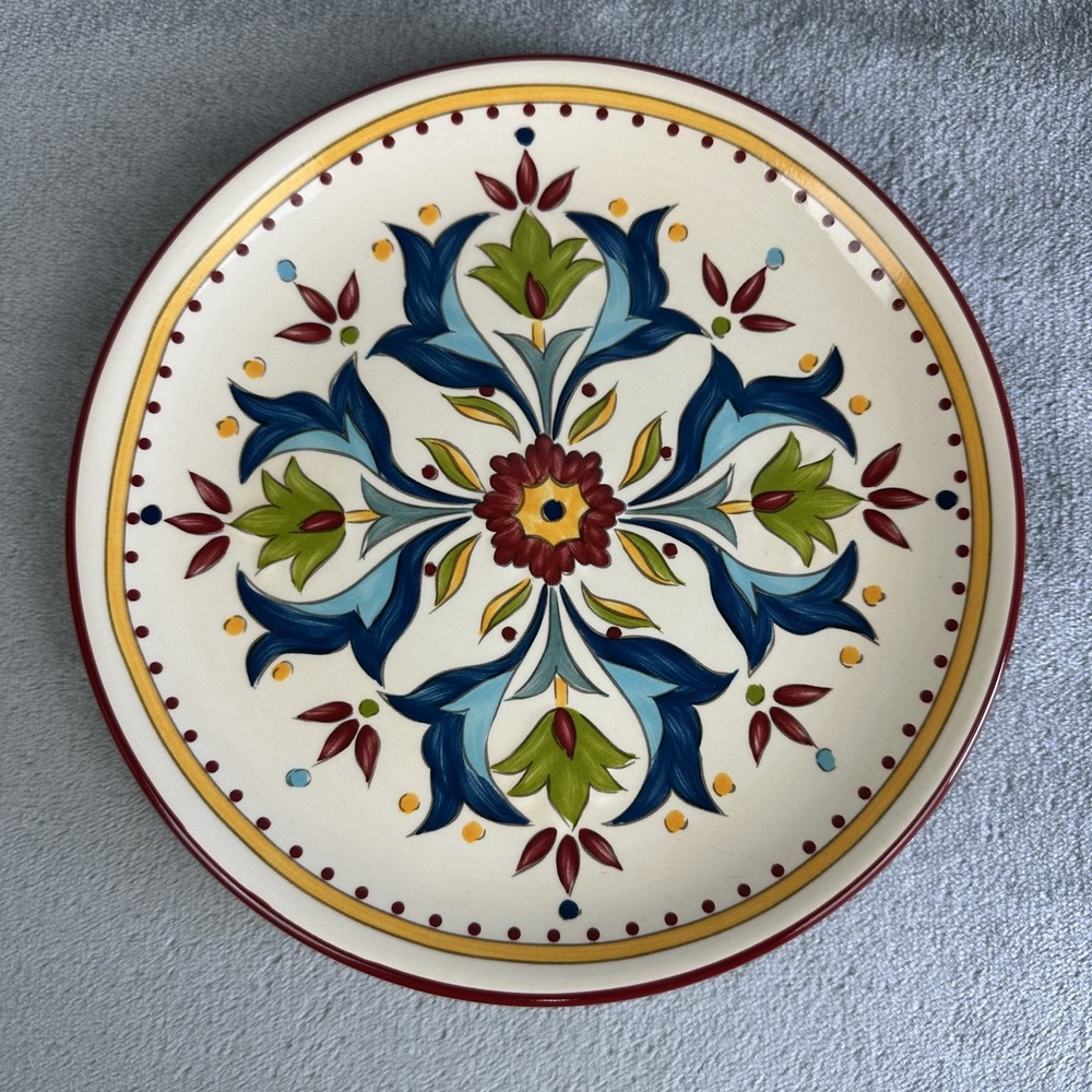 Bobby Flay Sevilla Salad Plate 8" Red Trim Discontinued NEW